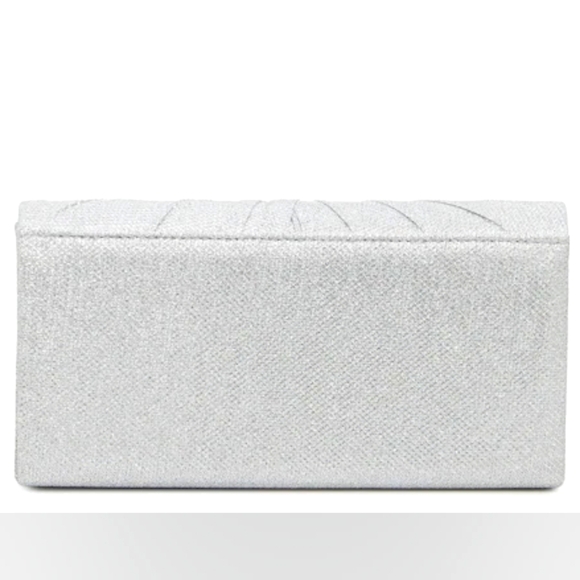 Pleated Twist Clutch Silver Metallic New - Picture 3 of 7